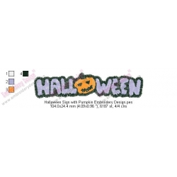 Halloween Sign with Pumpkin Embroidery Design